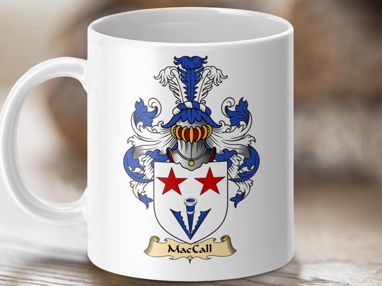 Physical Item 11oz / White MacCall Clan Coat Of Arms Scottish Mug