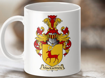 Physical Item 11oz / White MacCartney Clan Coat Of Arms Scottish mug