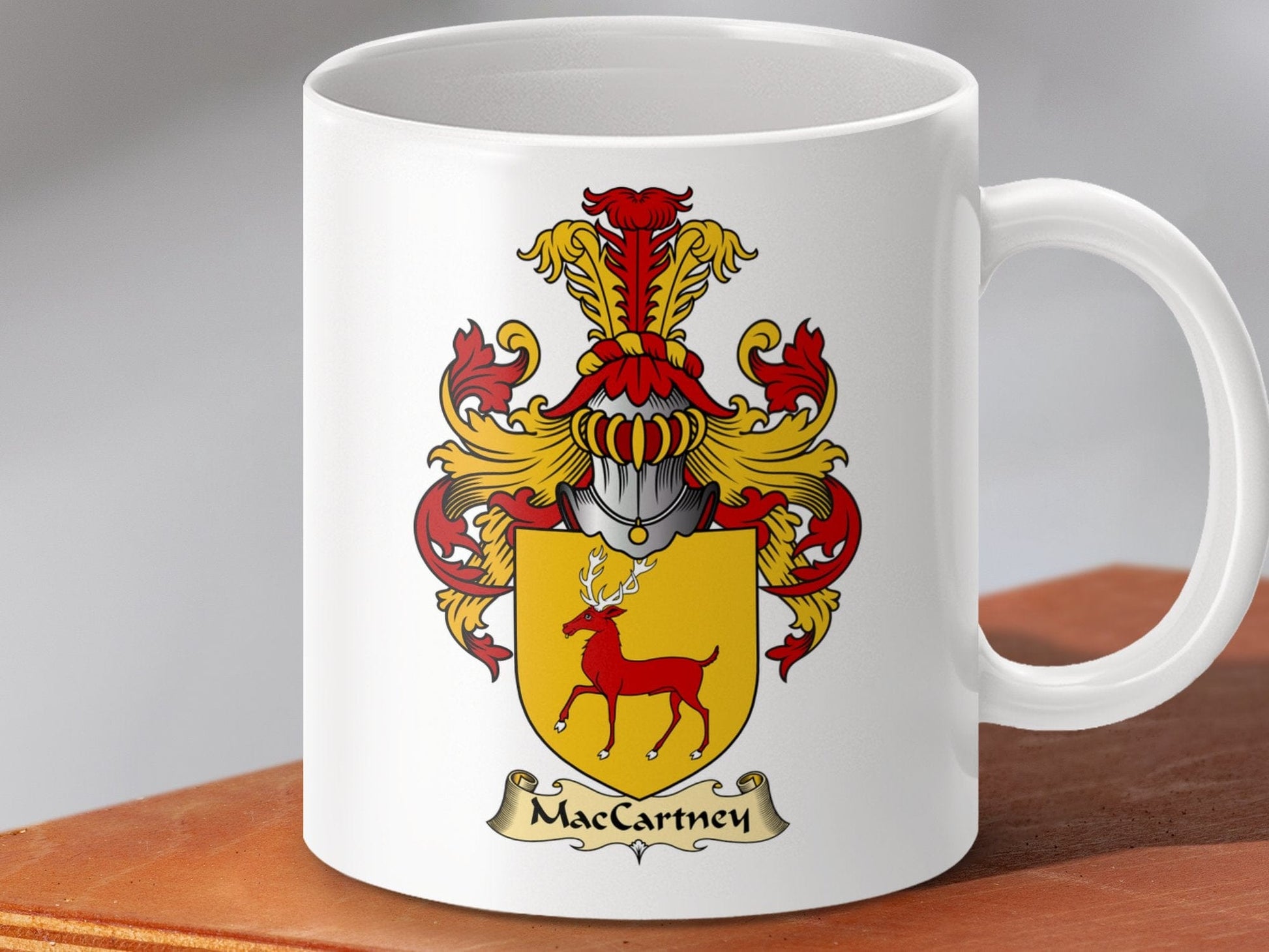 Physical Item 11oz / White MacCartney Clan Coat Of Arms Scottish mug