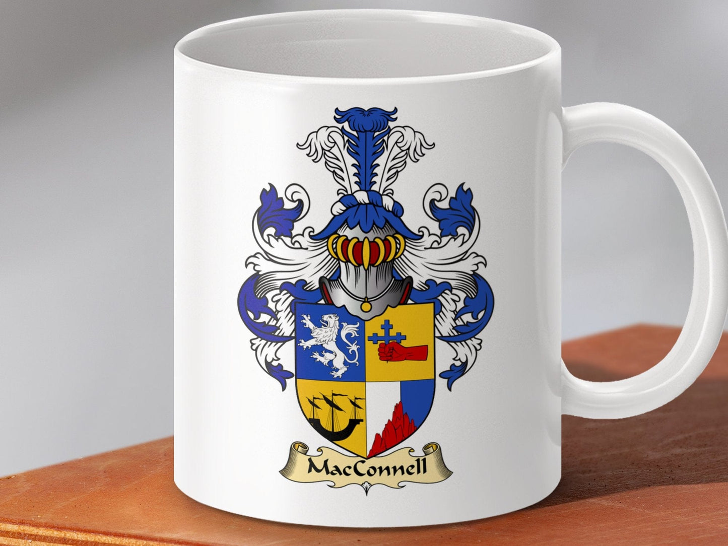 Physical Item 11oz / White Macconnell Clan Coat Of Arms Scottish Mug