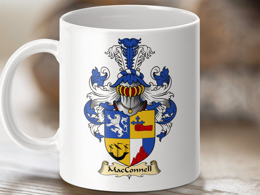 Physical Item 11oz / White Macconnell Clan Coat Of Arms Scottish Mug