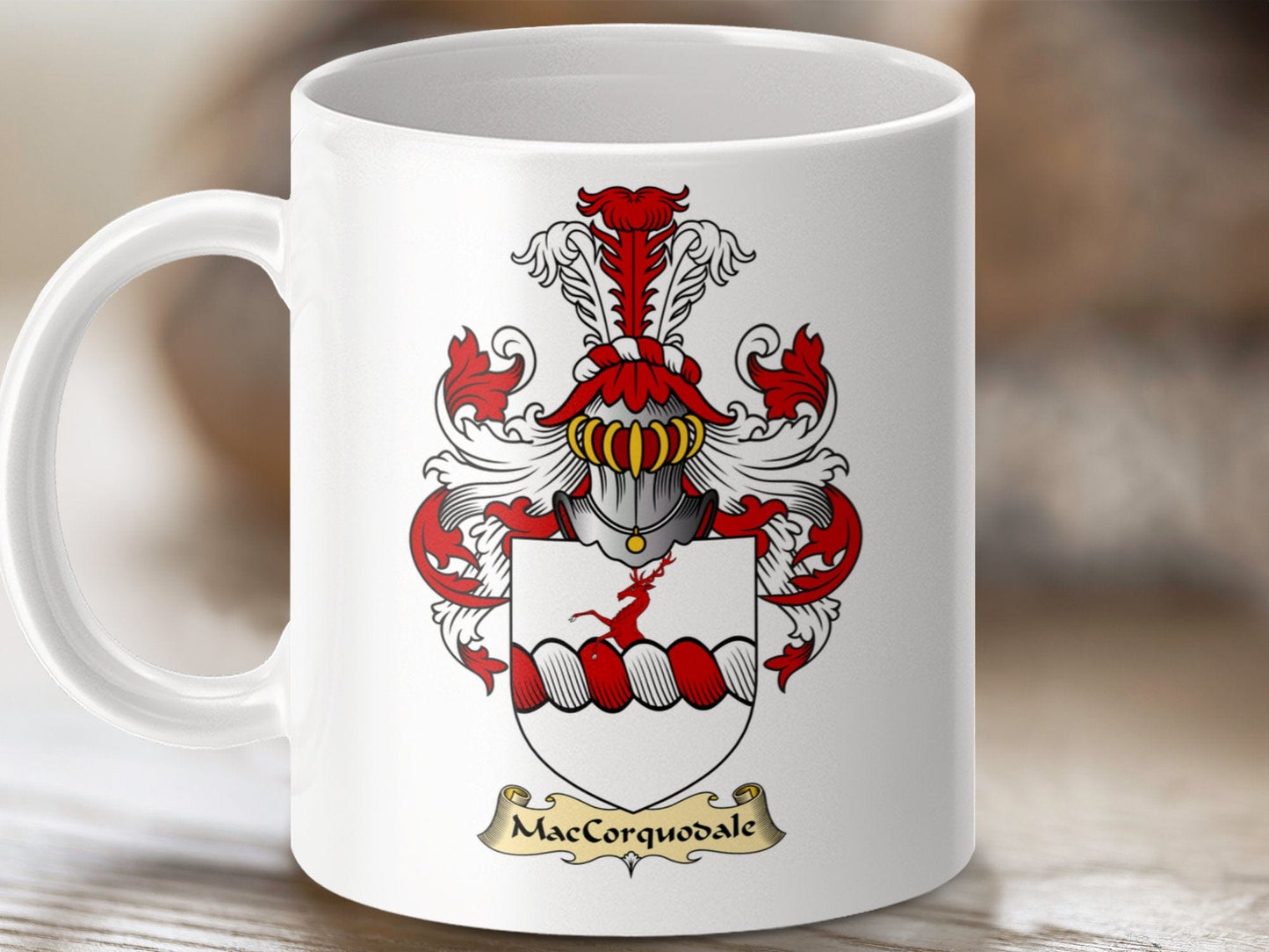 Physical Item 11oz / White MacCorquodale Clan Coat Of Arms Scottish Mug