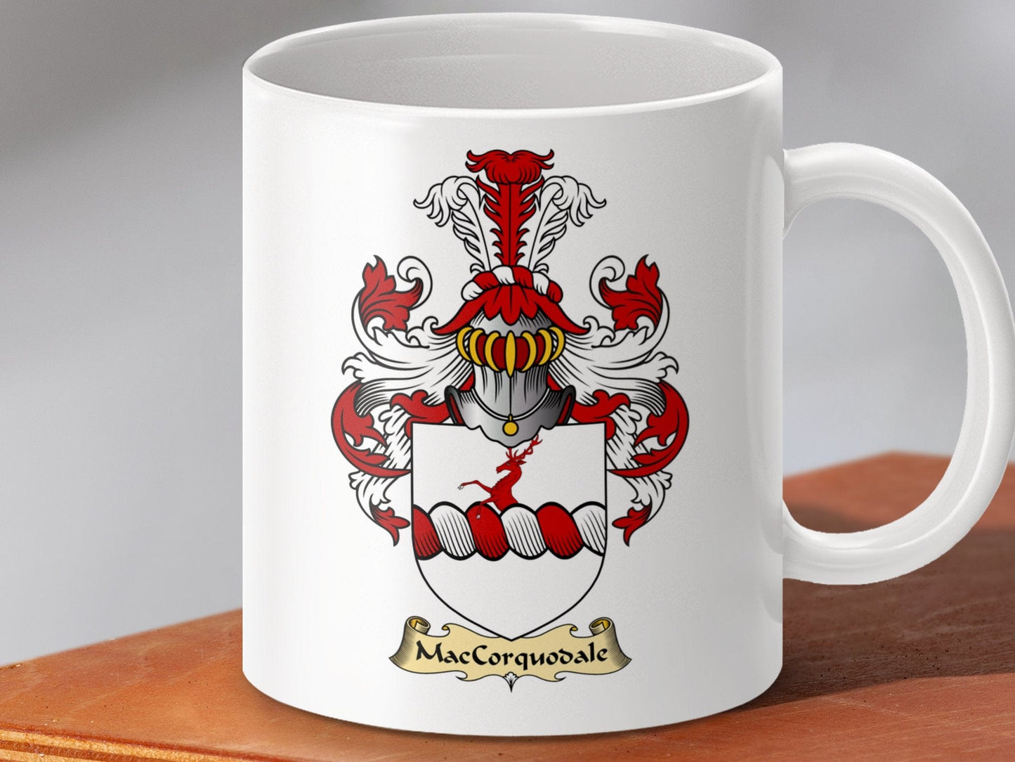 Physical Item 11oz / White MacCorquodale Clan Coat Of Arms Scottish Mug