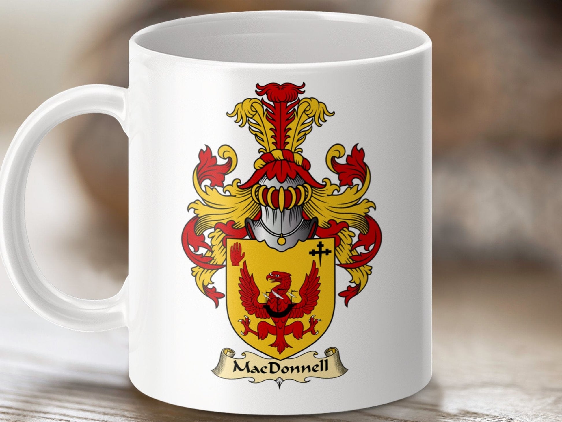 Physical Item 11oz / White MacDonnell Clan Coat Of Arms Scottish Mug