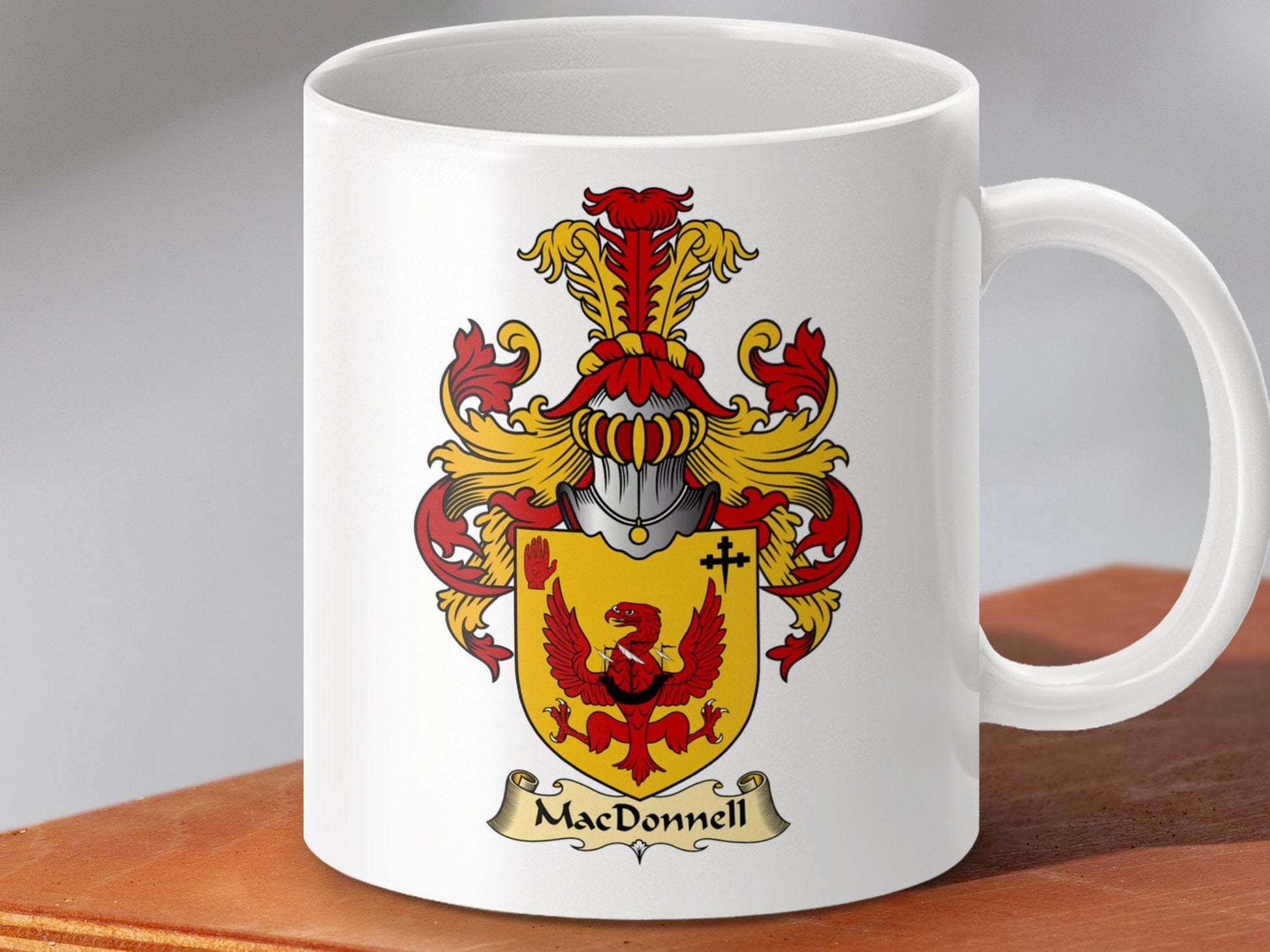 Physical Item 11oz / White MacDonnell Clan Coat Of Arms Scottish Mug