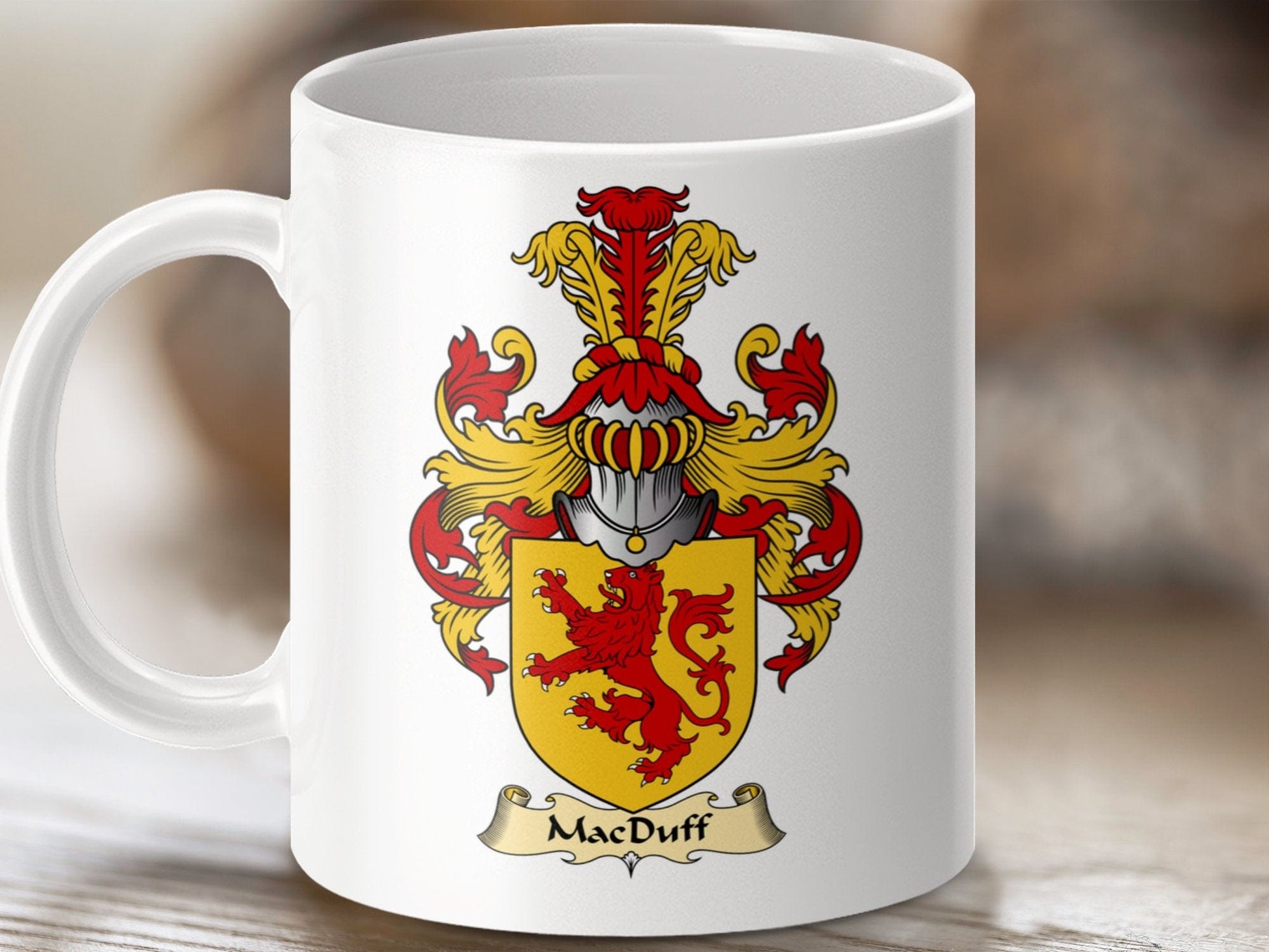 Physical Item 11oz / White MacDuff Clan Coat Of Arms Scottish Mug