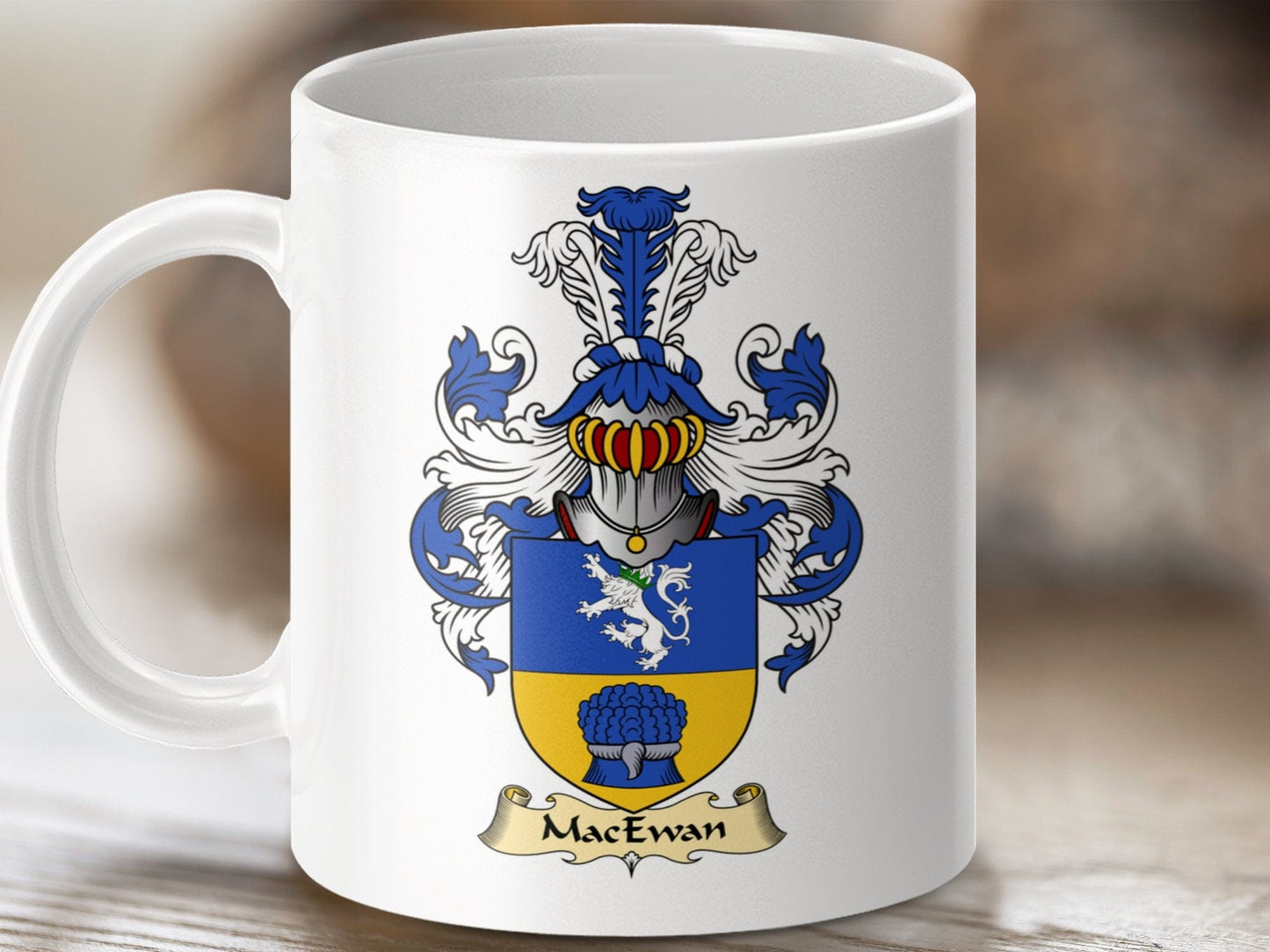 Physical Item 11oz / White MacEwan Clan Coat Of Arms Scottish Mug