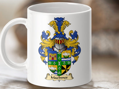 Physical Item 11oz / White MacInnes Clan Coat Of Arms Scottish Mug