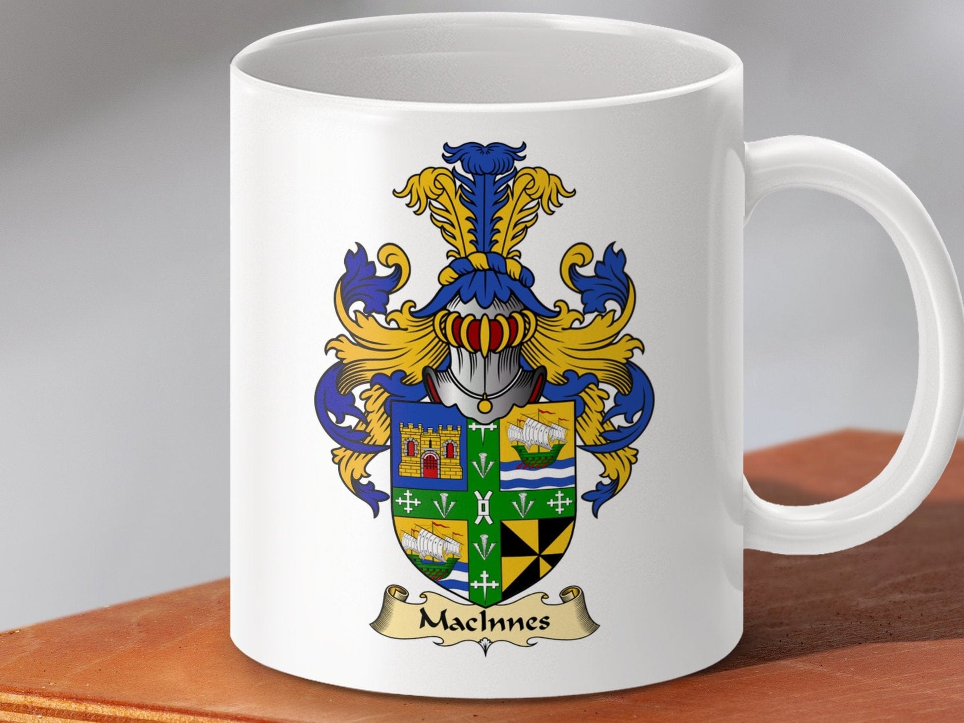 Physical Item 11oz / White MacInnes Clan Coat Of Arms Scottish Mug