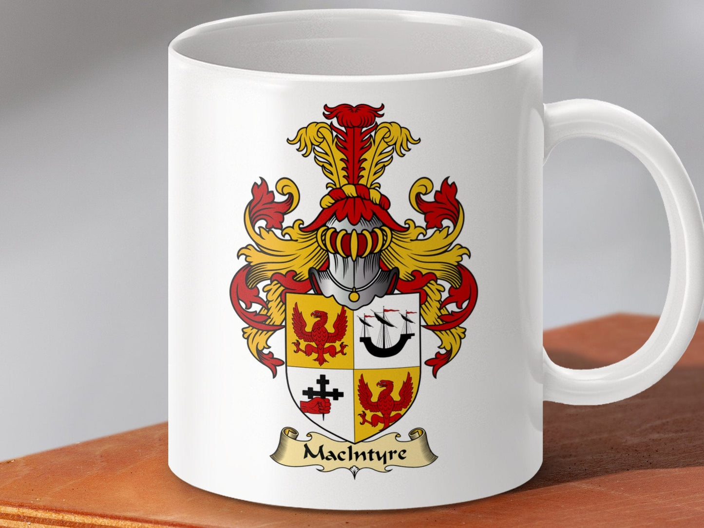 Physical Item 11oz / White MacIntyre Clan Coat Of Arms Scottish Mug