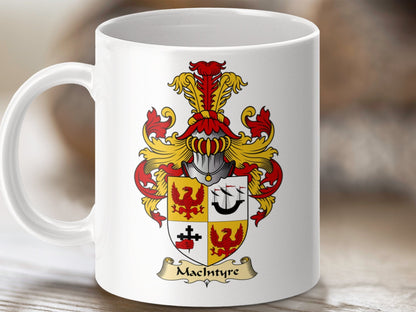 Physical Item 11oz / White MacIntyre Clan Coat Of Arms Scottish Mug