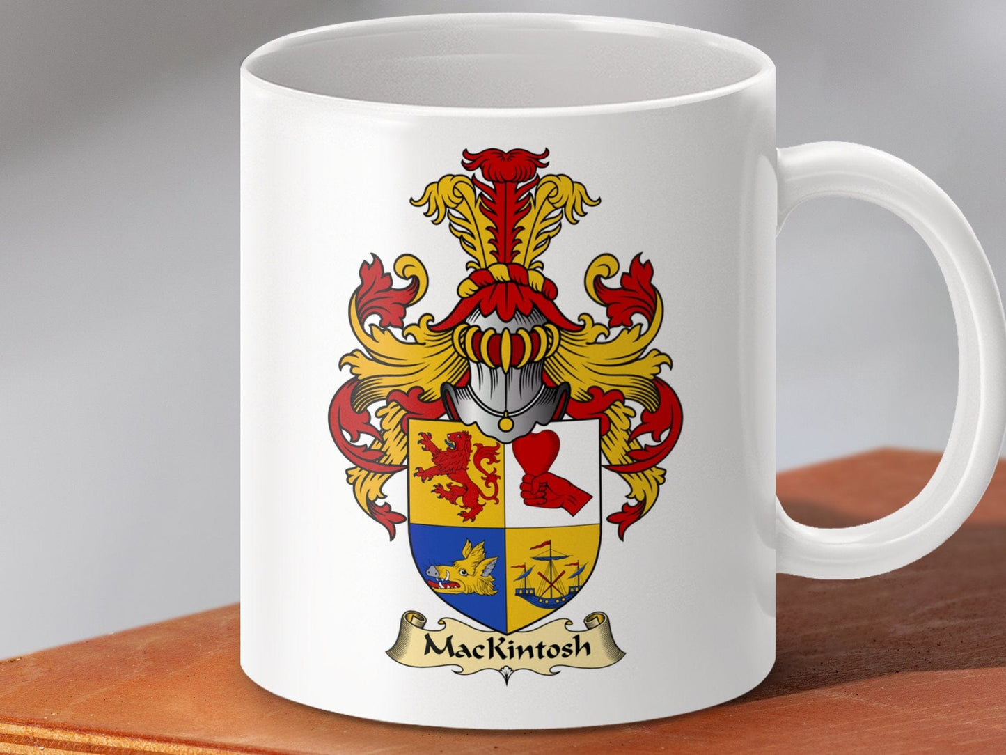 Physical Item 11oz / White Mackintosh Clan Coat Of Arms Scottish Coffee Mug