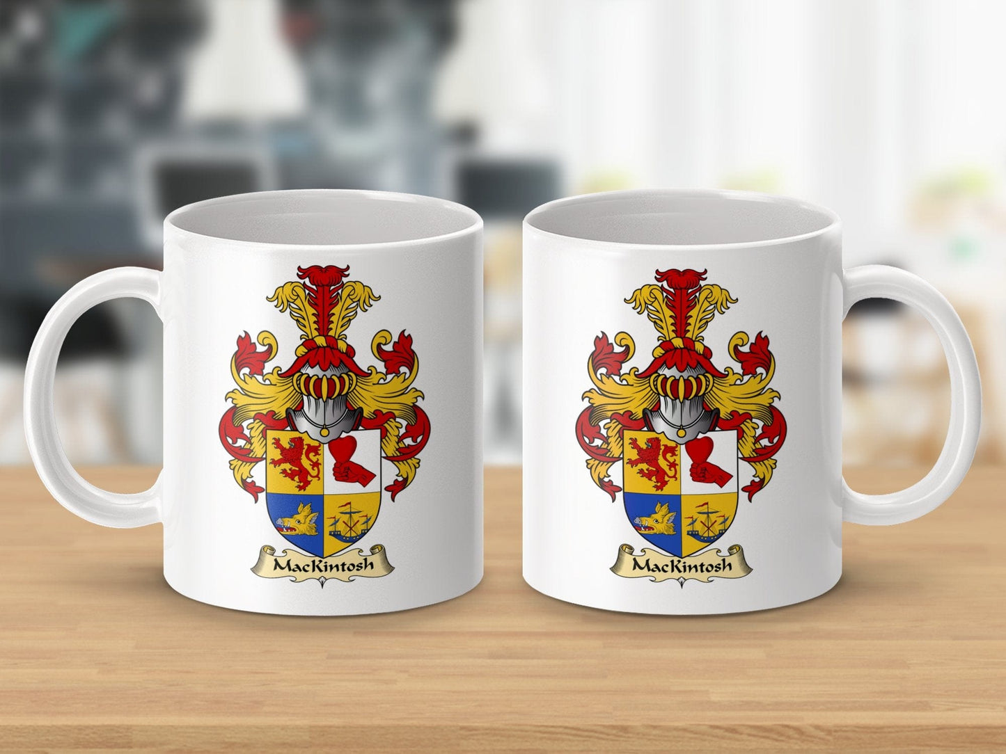 Physical Item 11oz / White Mackintosh Clan Coat Of Arms Scottish Coffee Mug