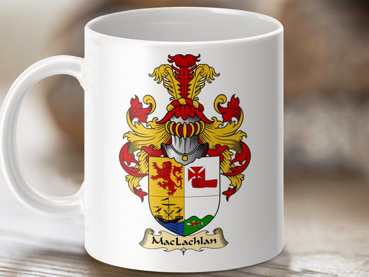 Physical Item 11oz / White MacLachlan Clan Coat Of Arms Scottish Mug