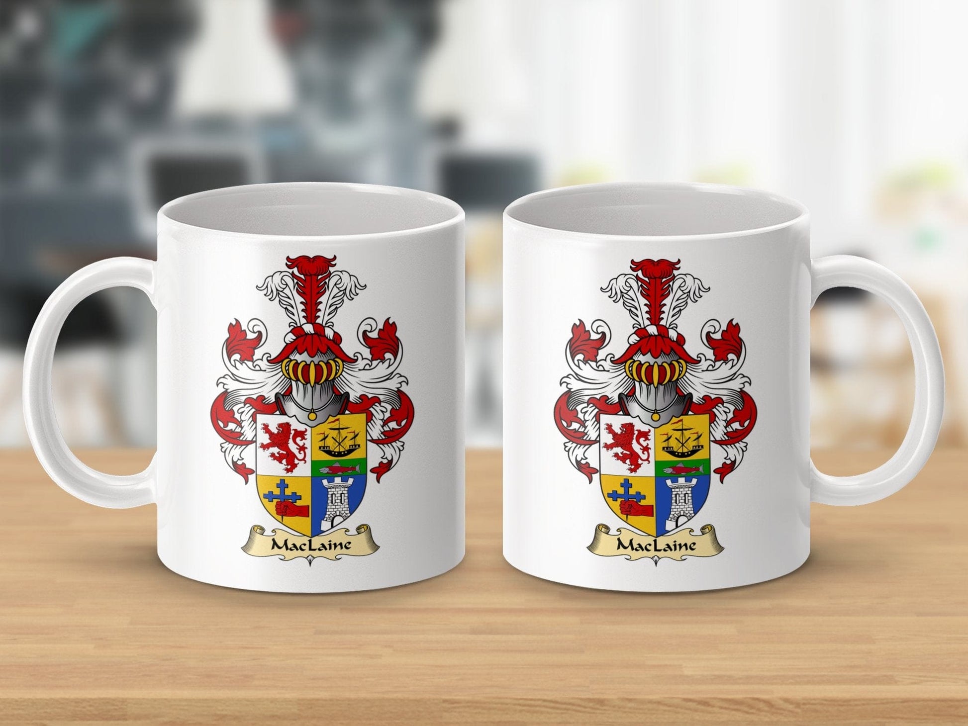 Physical Item 11oz / White Maclaine Clan Coat Of Arms Scottish Mug