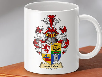 Physical Item 11oz / White Maclaine Clan Coat Of Arms Scottish Mug