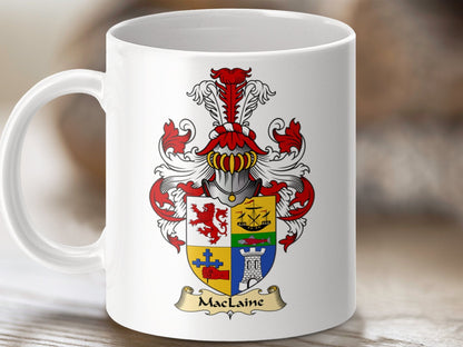 Physical Item 11oz / White Maclaine Clan Coat Of Arms Scottish Mug