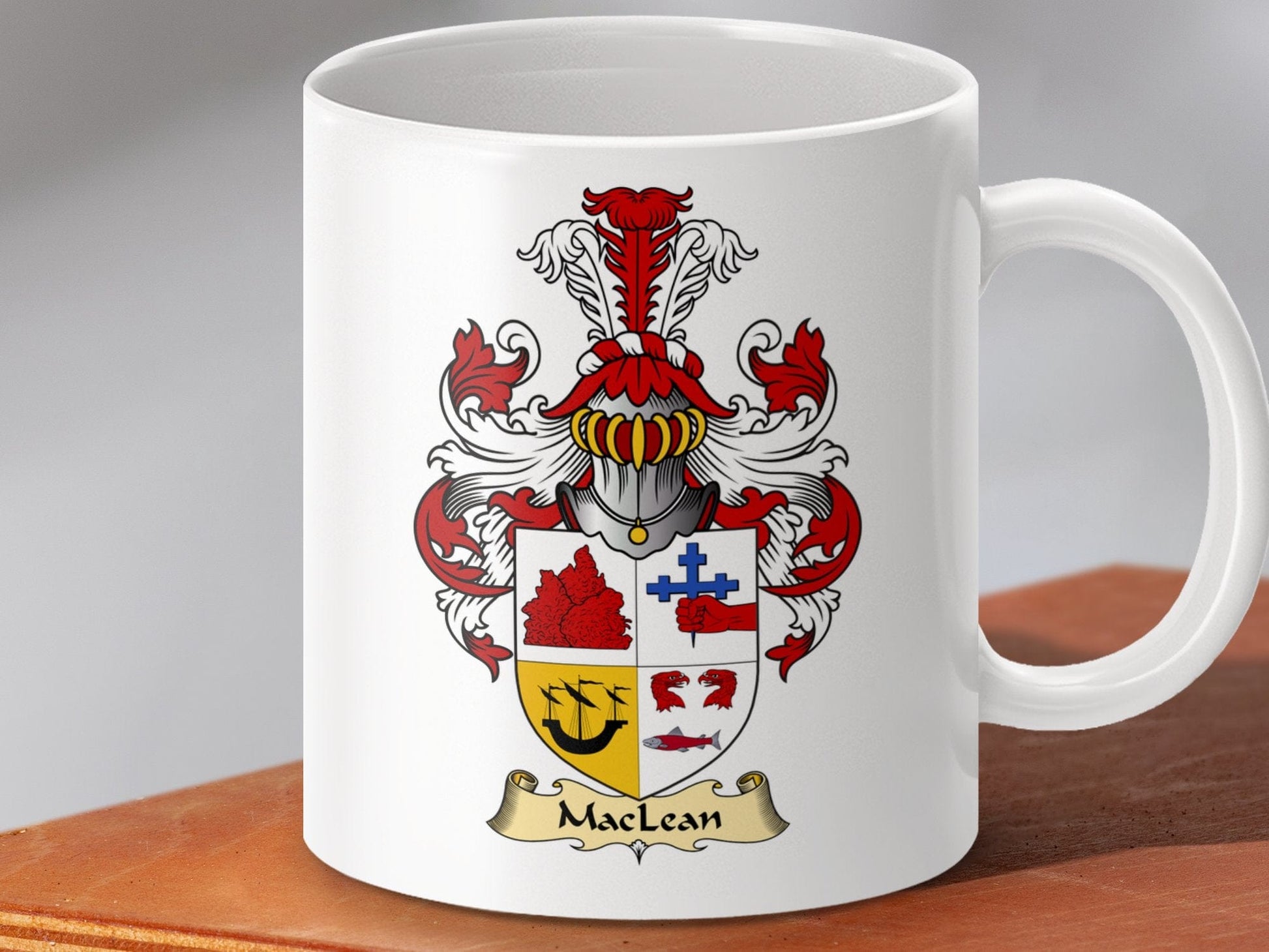 Physical Item 11oz / White MacLean Clan Coat Of Arms Scottish Coffee Mug