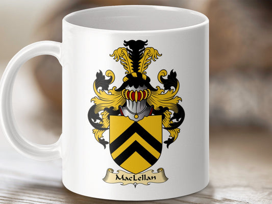 Physical Item 11oz / White MacLellan Clan Coat Of Arms Scottish Mug