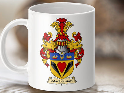 Physical Item 11oz / White Maclennan Clan Coat Of Arms Scottish Mug