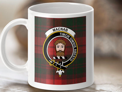 Physical Item 11oz / White Macnab Clan Scottish Tartan Crest Mug