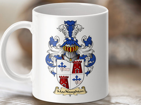 Physical Item 11oz / White Macnaughton Clan Coat Of Arms Scottish Mug