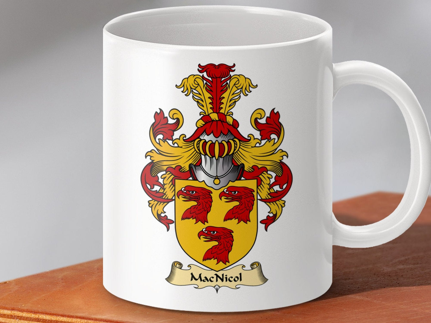 Physical Item 11oz / White MacNicol Clan Coat Of Arms Scottish Mug