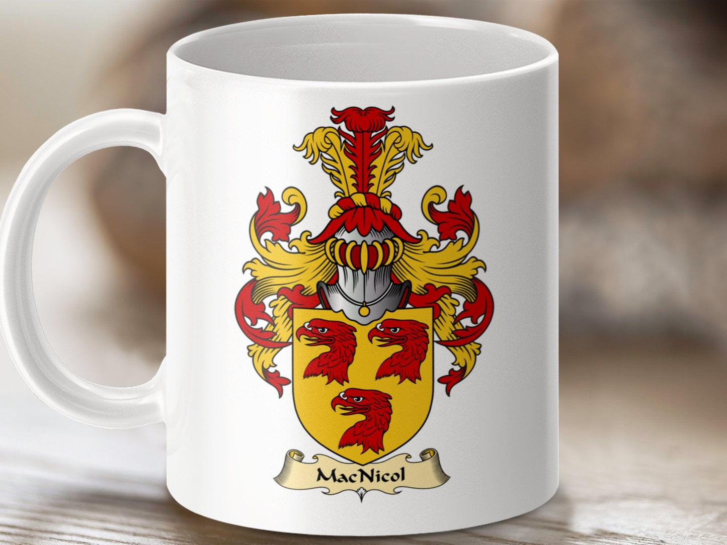 Physical Item 11oz / White MacNicol Clan Coat Of Arms Scottish Mug