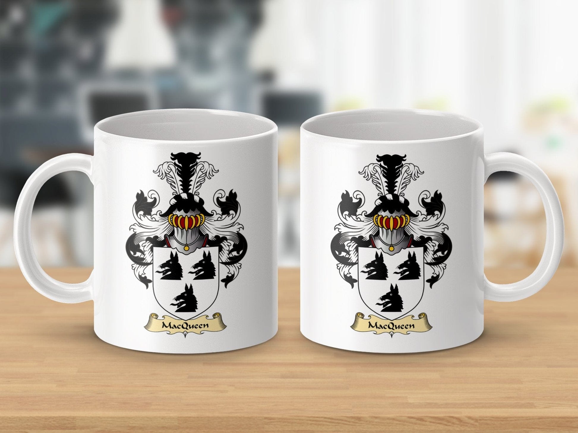 Physical Item 11oz / White MacQueen Clan Coat Of Arms Scottish souvenir mug