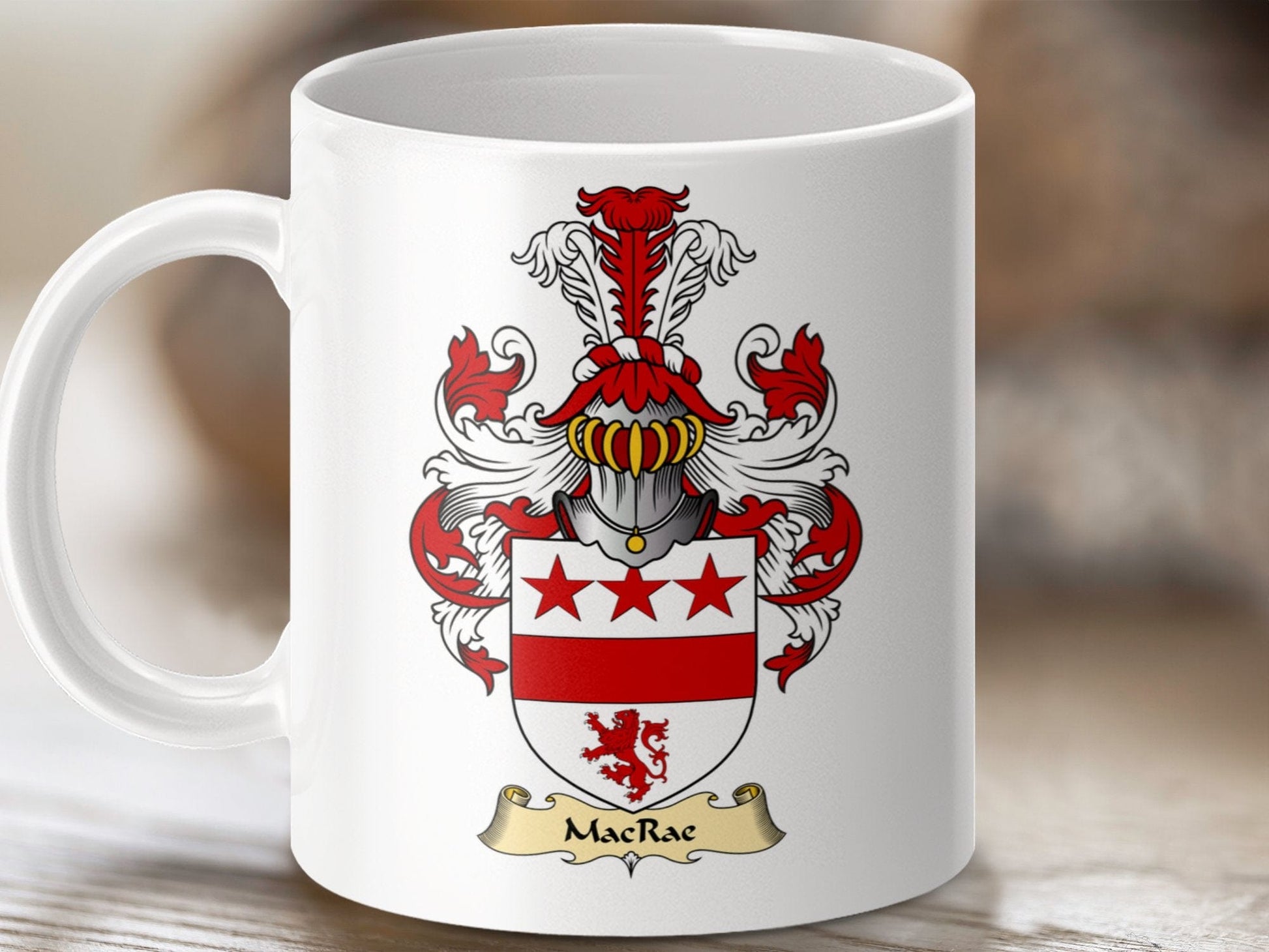 Physical Item 11oz / White MacRae Clan Coat Of Arms Scottish Mug