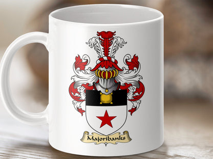 Physical Item 11oz / White Majoribanks Clan Coat Of Arms Scottish Mug