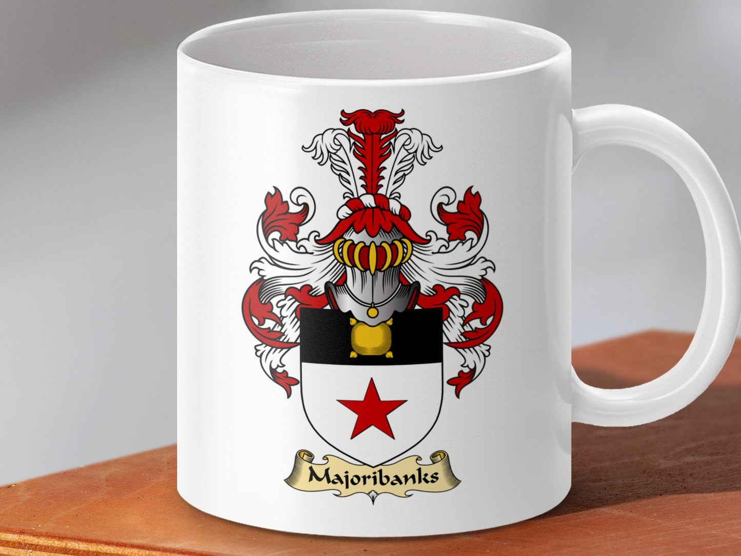 Physical Item 11oz / White Majoribanks Clan Coat Of Arms Scottish Mug