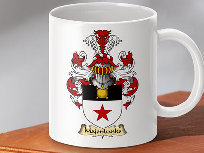 Physical Item 11oz / White Majoribanks Clan Coat Of Arms Scottish Mug