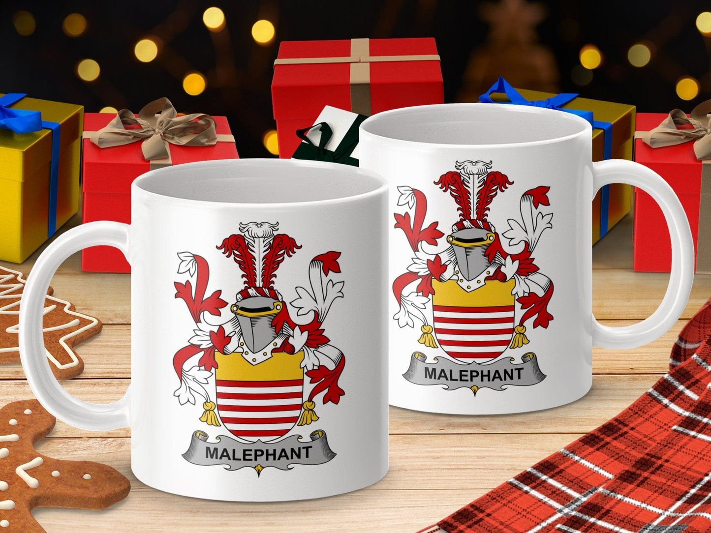 Physical Item 11oz / White Malephant Surname Irish Heraldry Ceramic Mug