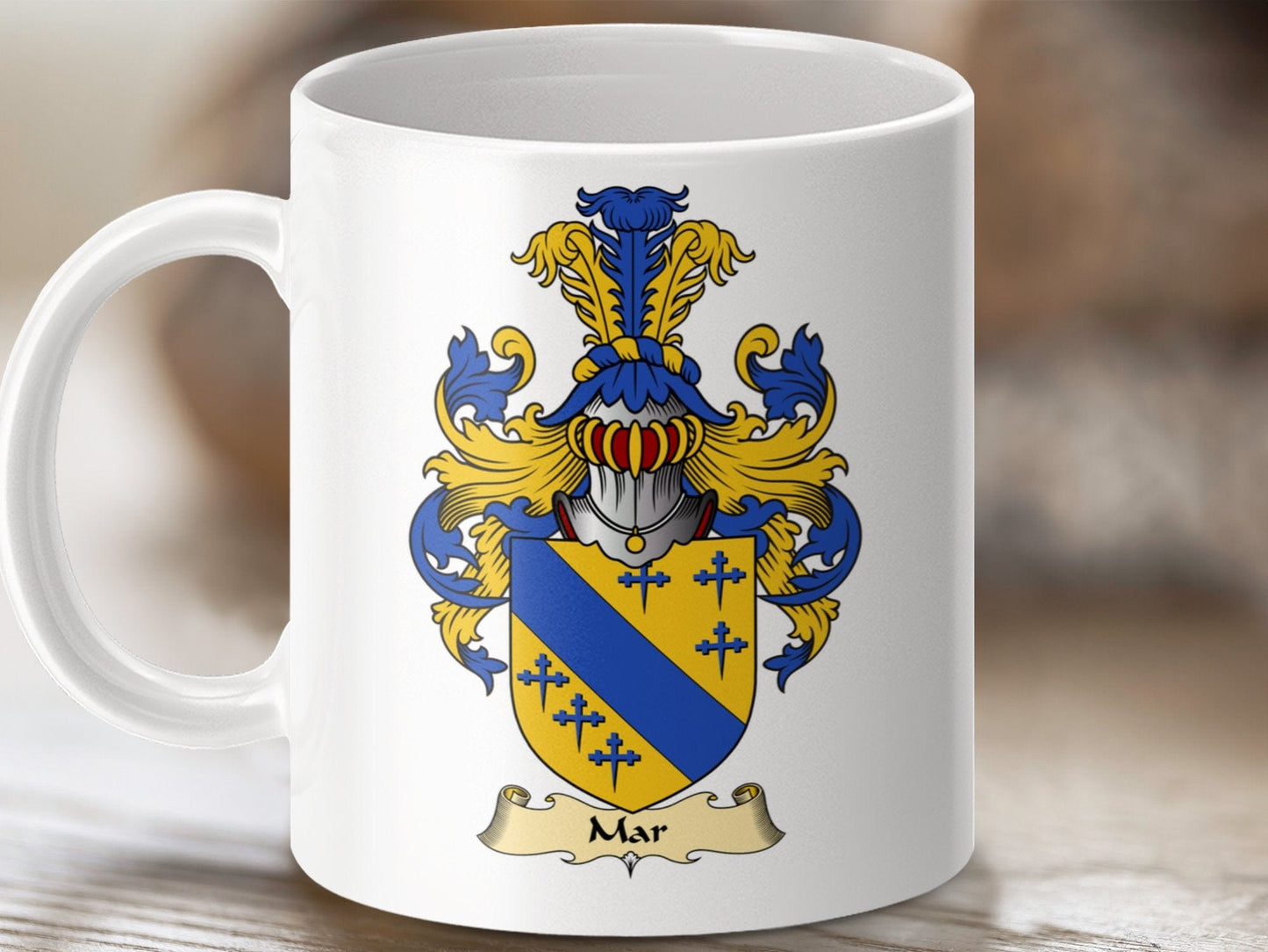 Physical Item 11oz / White Mar Clan Coat Of Arms Scottish Mug