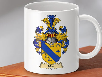 Physical Item 11oz / White Mar Clan Coat Of Arms Scottish Mug