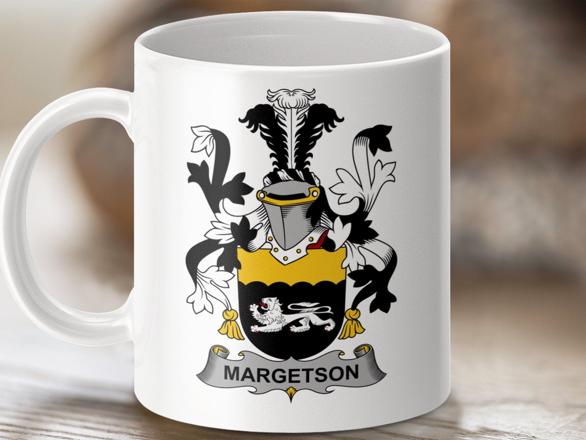 Physical Item 11oz / White Margetson Surname Irish Heraldry Ceramic Mug