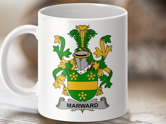 Physical Item 11oz / White Marward Surname Irish Heraldry Ceramic Mug