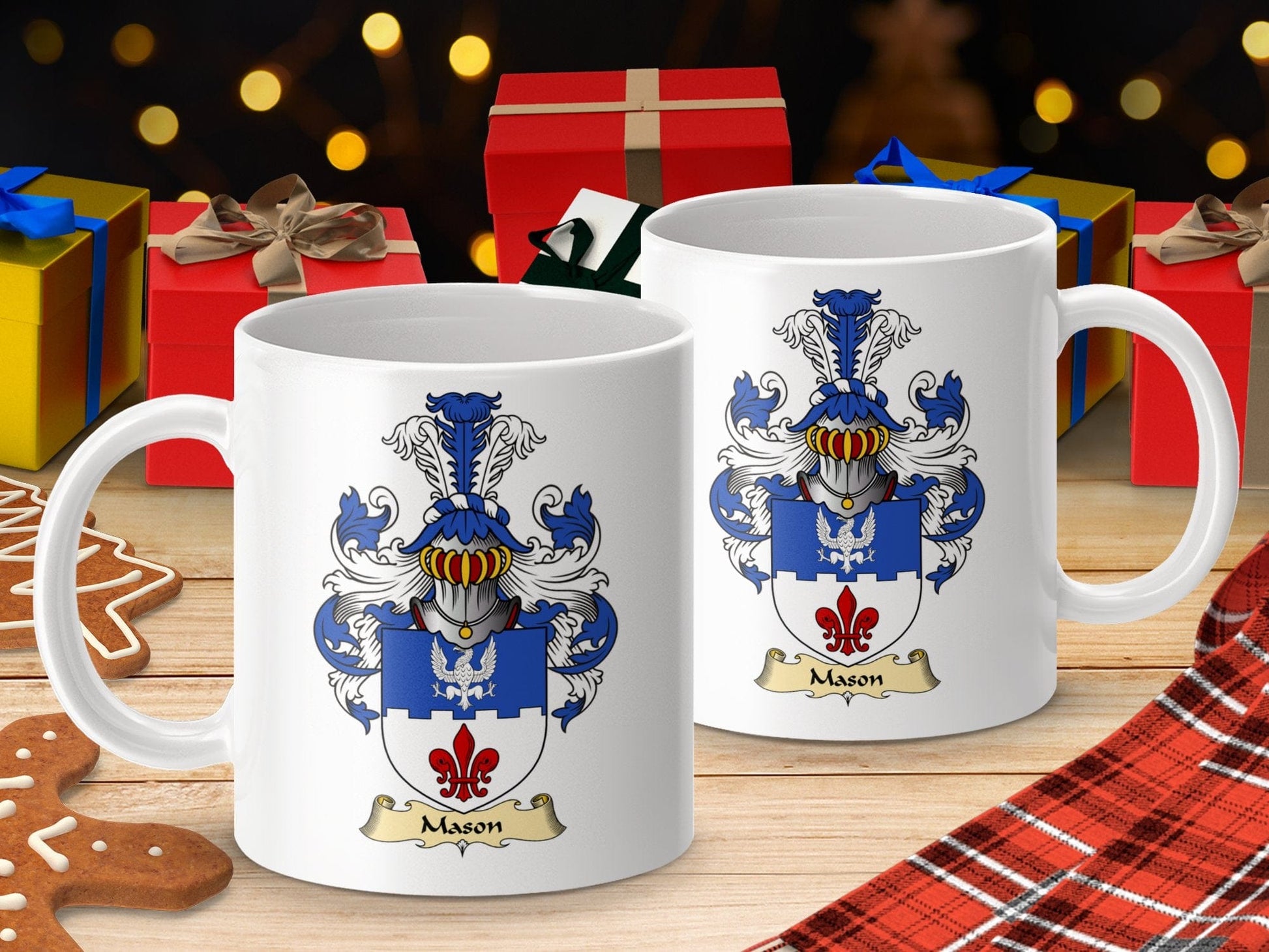 Physical Item 11oz / White Mason Clan Coat Of Arms Scottish Clan Crest Mug