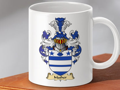 Physical Item 11oz / White Mather Clan Coat Of Arms Scottish Mug