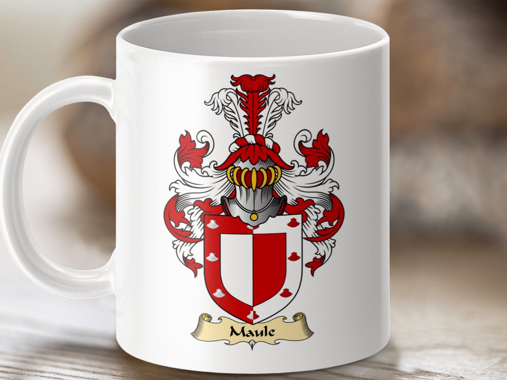 Physical Item 11oz / White Maule Clan Coat Of Arms Scottish Mug