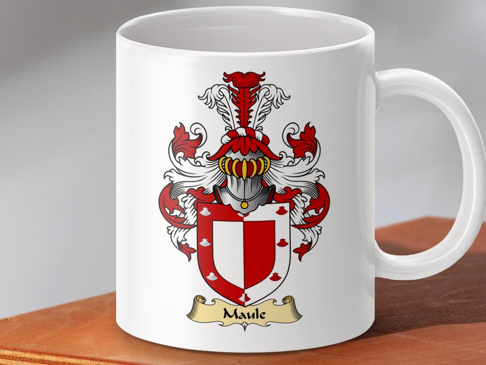 Physical Item 11oz / White Maule Clan Coat Of Arms Scottish Mug