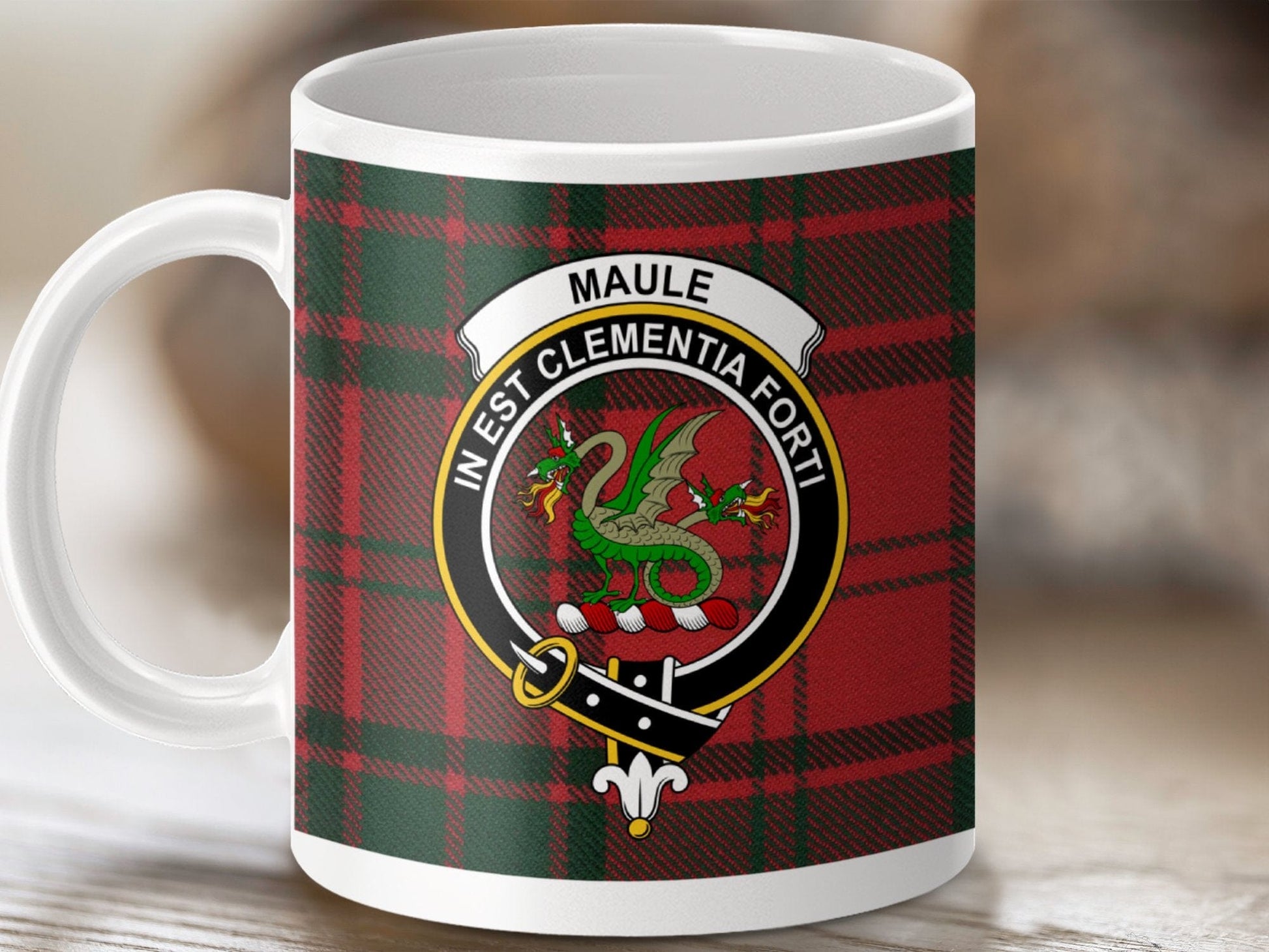 Physical Item 11oz / White Maule Clan Scottish Tartan Mug