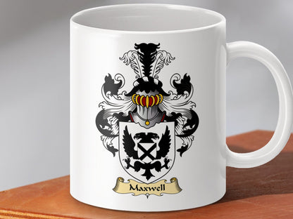 Physical Item 11oz / White Maxwell Clan Coat Of Arms Scottish Mug