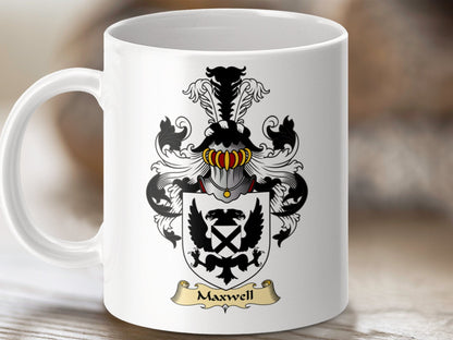 Physical Item 11oz / White Maxwell Clan Coat Of Arms Scottish Mug