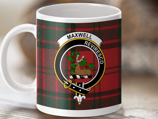 Physical Item 11oz / White Maxwell Clan Scottish Tartan Mug