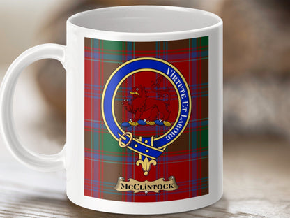 Physical Item 11oz / White McClintock Clan Scottish Tartan Crest Mug