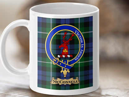 Physical Item 11oz / White McConnell Clan Scottish Tartan Crest Mug