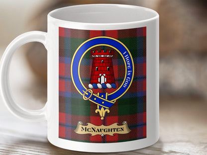 Physical Item 11oz / White McNaughten Clan Scottish Tartan Crest Mug