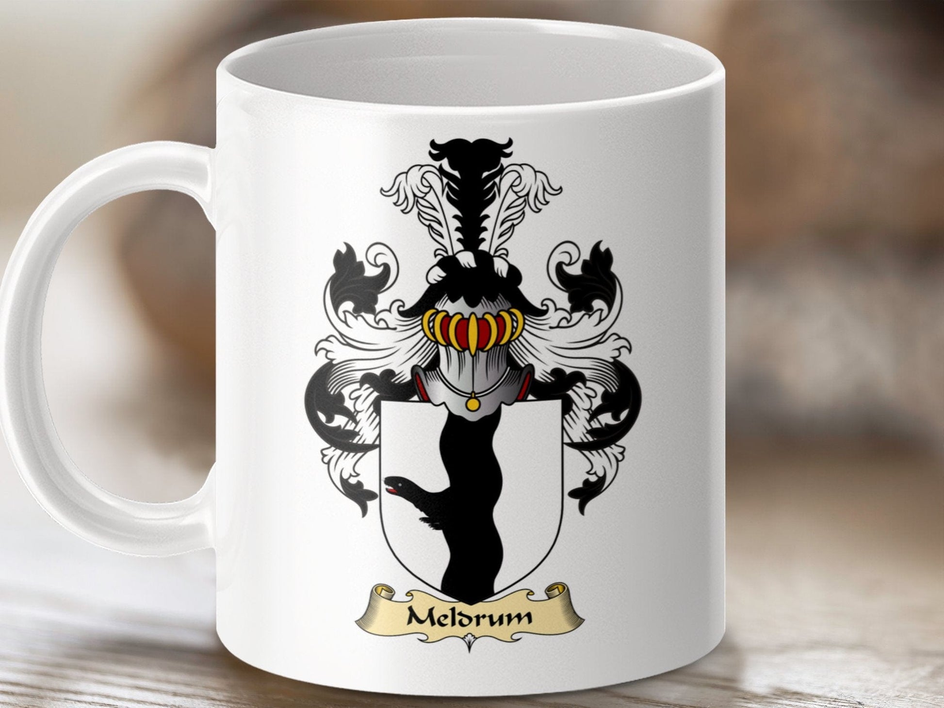 Physical Item 11oz / White Meldrum Clan Coat Of Arms Scottish Mug